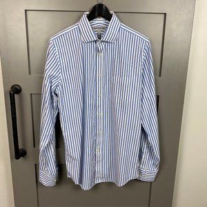 Express White & Blue Fitted Button Down